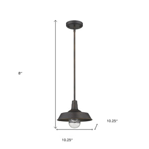 Homeroots Antique Bronze Shallow Plate Adjustable Pendant Light   397965