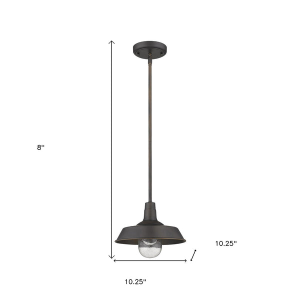 Homeroots Antique Bronze Shallow Plate Adjustable Pendant Light   397965