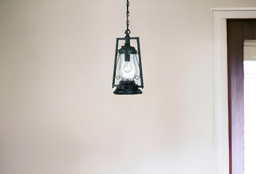 Homeroots Matte Black Oil Lamp Hanging Light   397976