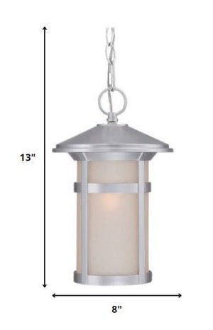 Homeroots Silver Lantern Metal Dimmable Chandelier With Frosted Shades   397981