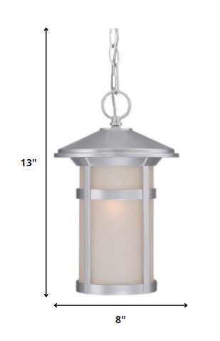 Homeroots Silver Lantern Metal Dimmable Chandelier With Frosted Shades   397981