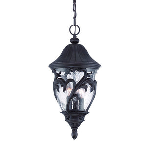 Homeroots Three Light Matte Black Leaf Detail Hanging Light   397982