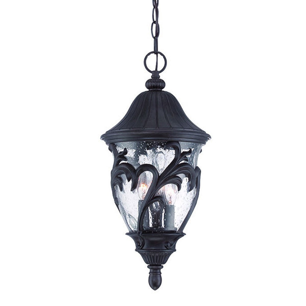 Homeroots Three Light Matte Black Leaf Detail Hanging Light   397982