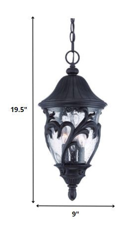 Homeroots Three Light Matte Black Leaf Detail Hanging Light   397982