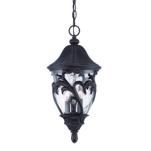 Homeroots Three Light Matte Black Leaf Detail Hanging Light   397982
