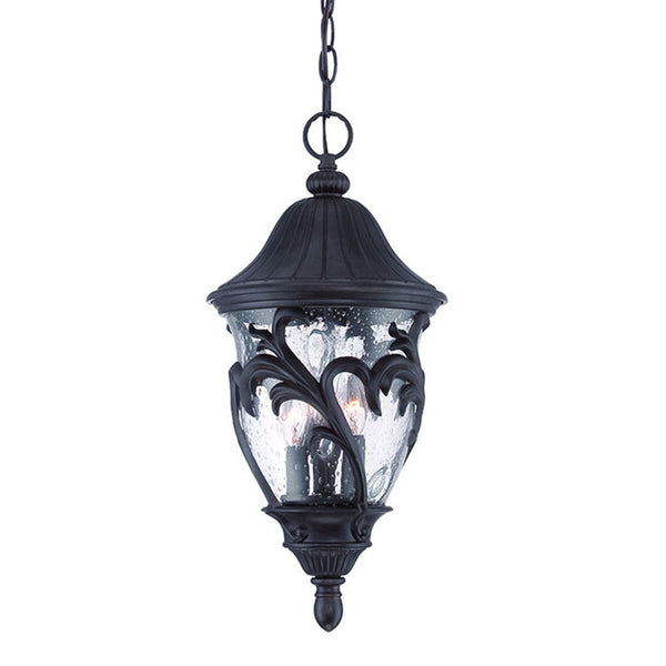Homeroots Three Light Matte Black Leaf Detail Hanging Light   397982