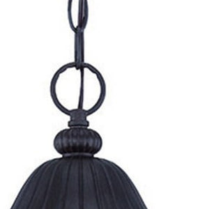 Homeroots Three Light Matte Black Leaf Detail Hanging Light   397982