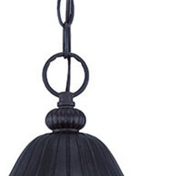 Homeroots Three Light Matte Black Leaf Detail Hanging Light   397982