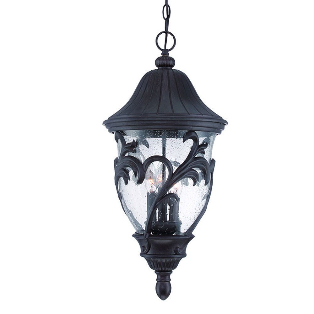 Homeroots Xl Three Light Matte Black Leaf Detail Hanging Light   397983