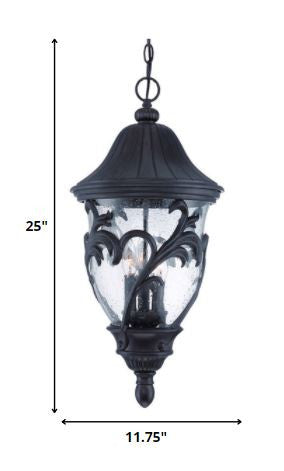 Homeroots Xl Three Light Matte Black Leaf Detail Hanging Light   397983