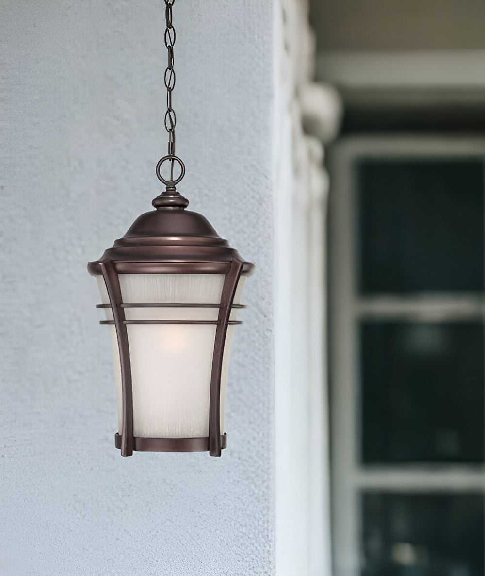 Homeroots Frosted Glass Bronze Lantern Hanging Light   397985