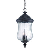 XL Three Light Matte Black Urn Shaped Hanging Light - Stylish Outdoor Fixture for Porch & Patio