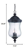 Homeroots Xl Three Light Matte Black Urn Shaped Hanging Light   397987