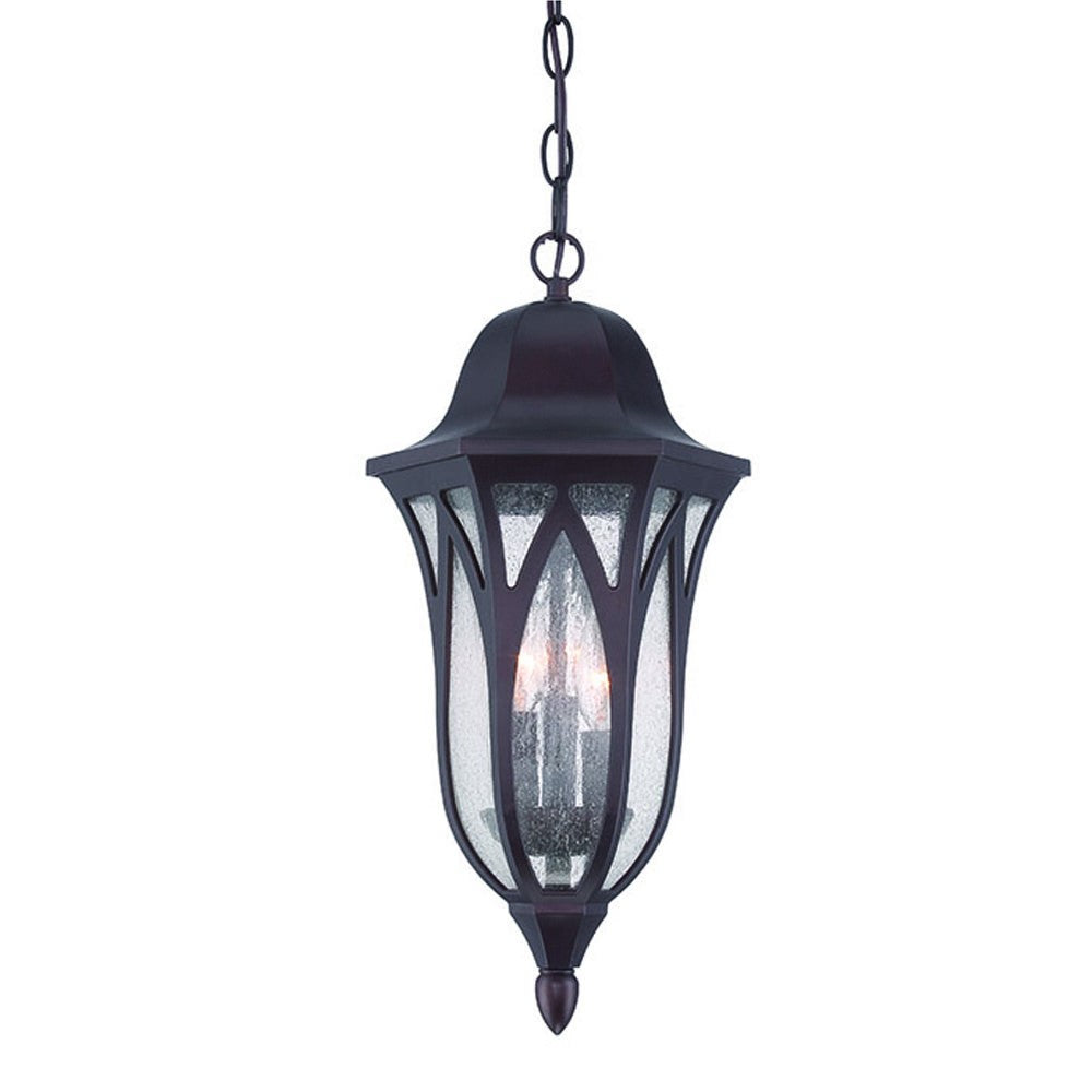 Homeroots Matte Black Geometric Glass Hanging Light   397988
