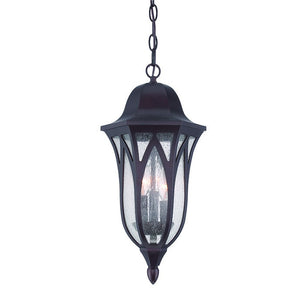 Homeroots Matte Black Geometric Glass Hanging Light   397988