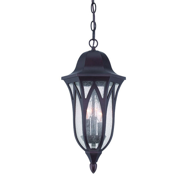 Homeroots Matte Black Geometric Glass Hanging Light   397988