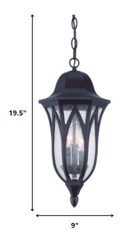 Homeroots Matte Black Geometric Glass Hanging Light   397988