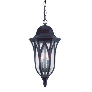 Homeroots Matte Black Geometric Glass Hanging Light   397988