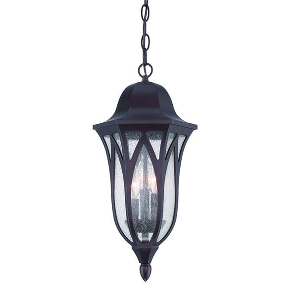 Homeroots Matte Black Geometric Glass Hanging Light   397988