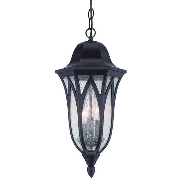 Homeroots Antique Bronze Geometric Glass Hanging Light   397989