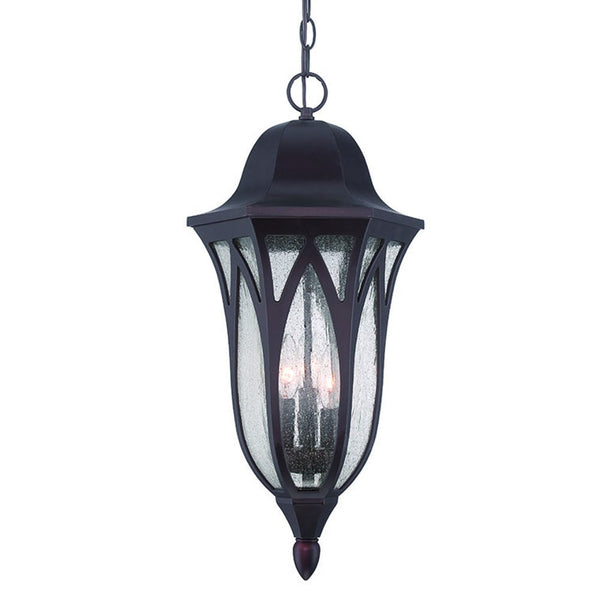Homeroots Xl Matte Black Geometric Glass Hanging Light   397990