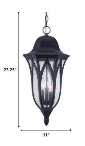 Homeroots Xl Matte Black Geometric Glass Hanging Light   397990