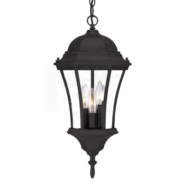 Homeroots Three Light Matte Black Carousel Lantern Hanging Light   397995