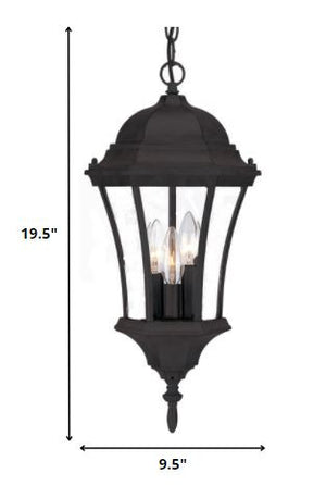 Homeroots Three Light Matte Black Carousel Lantern Hanging Light   397995