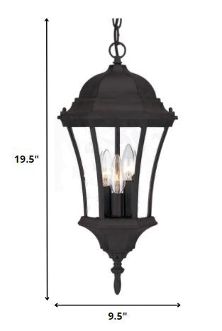 Homeroots Three Light Matte Black Carousel Lantern Hanging Light   397995