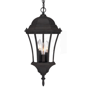 Homeroots Three Light Matte Black Carousel Lantern Hanging Light   397995