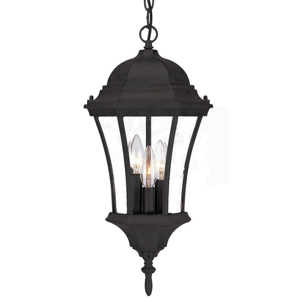 Homeroots Three Light Matte Black Carousel Lantern Hanging Light   397995