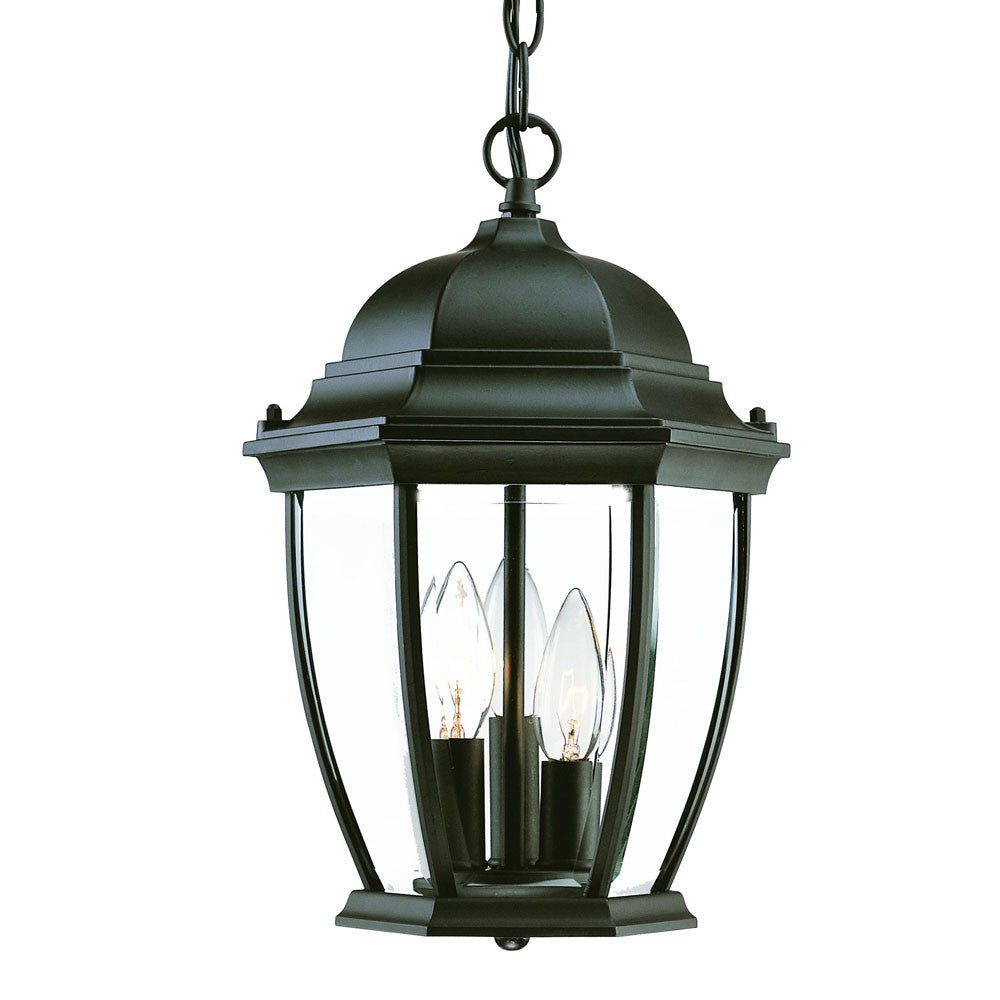 Homeroots Three Light Matte Black Wide Lantern Hanging Light   397997