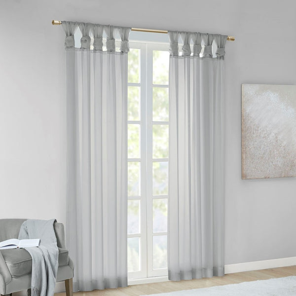 English Elm Twist Tab Voile Sheer Window Panels - Lightweight, Elegant Drapery For Natural Light & Easy Care B03598217-GIGA