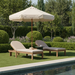 Meridian Furniture Newport Acacia Wood Outdoor Lounge Chair with Weather Resistant Cushion and Reclining Seat Cover Beige 397Beige