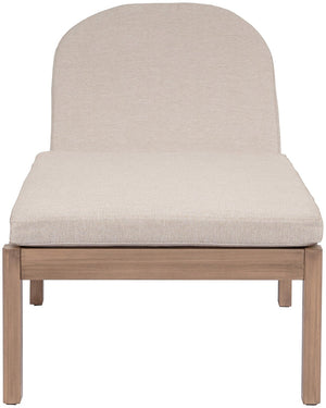 Meridian Furniture Newport Acacia Wood Outdoor Lounge Chair with Weather Resistant Cushion and Reclining Seat Cover Beige 397Beige