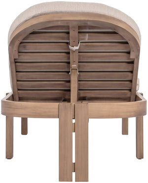 Meridian Furniture Newport Acacia Wood Outdoor Lounge Chair with Weather Resistant Cushion and Reclining Seat Cover Beige 397Beige