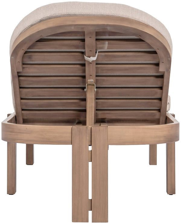 Meridian Furniture Newport Acacia Wood Outdoor Lounge Chair with Weather Resistant Cushion and Reclining Seat Cover Beige 397Beige