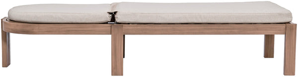 Meridian Furniture Newport Acacia Wood Outdoor Lounge Chair with Weather Resistant Cushion and Reclining Seat Cover Beige 397Beige
