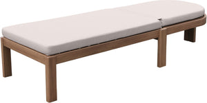 Meridian Furniture Newport Acacia Wood Outdoor Lounge Chair with Weather Resistant Cushion and Reclining Seat Cover Cream 397Cream