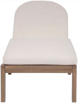 Meridian Furniture Newport Acacia Wood Outdoor Lounge Chair with Weather Resistant Cushion and Reclining Seat Cover Cream 397Cream