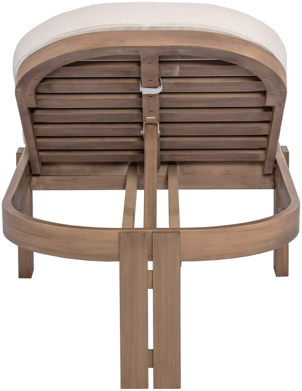 Meridian Furniture Newport Acacia Wood Outdoor Lounge Chair with Weather Resistant Cushion and Reclining Seat Cover Cream 397Cream
