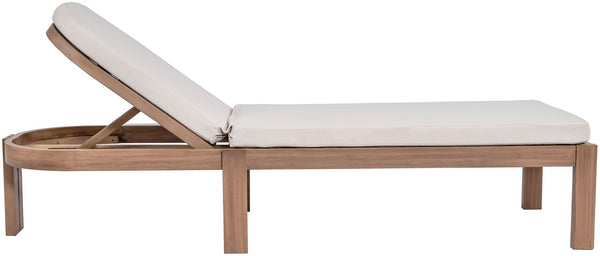 Meridian Furniture Newport Acacia Wood Outdoor Lounge Chair with Weather Resistant Cushion and Reclining Seat Cover Cream 397Cream