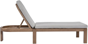 Meridian Furniture Newport Acacia Wood Outdoor Lounge Chair with Weather Resistant Cushion and Reclining Seat Cover Grey 397Grey