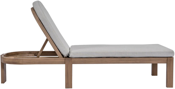 Meridian Furniture Newport Acacia Wood Outdoor Lounge Chair with Weather Resistant Cushion and Reclining Seat Cover Grey 397Grey