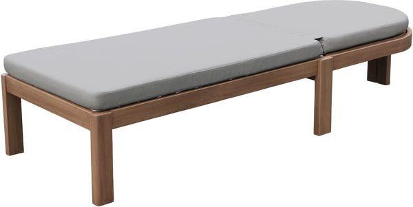 Meridian Furniture Newport Acacia Wood Outdoor Lounge Chair with Weather Resistant Cushion and Reclining Seat Cover Grey 397Grey