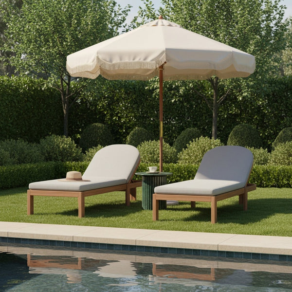 Meridian Furniture Newport Acacia Wood Outdoor Lounge Chair with Weather Resistant Cushion and Reclining Seat Cover Grey 397Grey