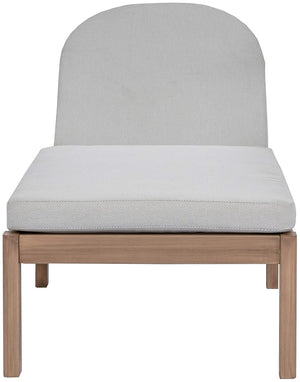 Meridian Furniture Newport Acacia Wood Outdoor Lounge Chair with Weather Resistant Cushion and Reclining Seat Cover Grey 397Grey