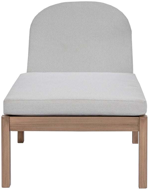 Meridian Furniture Newport Acacia Wood Outdoor Lounge Chair with Weather Resistant Cushion and Reclining Seat Cover Grey 397Grey
