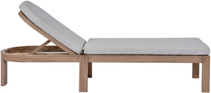 Meridian Furniture Newport Acacia Wood Outdoor Lounge Chair with Weather Resistant Cushion and Reclining Seat Cover Grey 397Grey