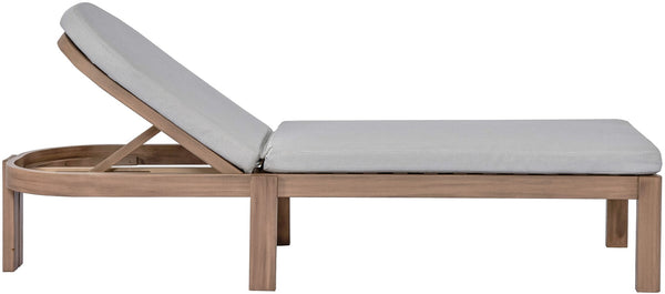 Meridian Furniture Newport Acacia Wood Outdoor Lounge Chair with Weather Resistant Cushion and Reclining Seat Cover Grey 397Grey